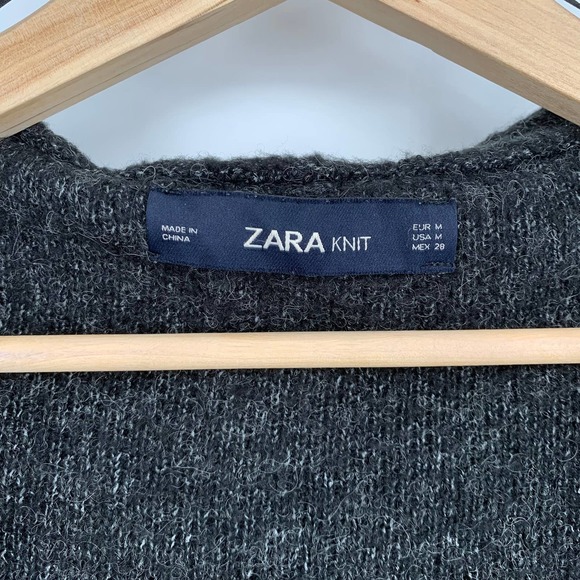 ZARA Double Breasted Oversize Sweater Jacket Hooded Chunky Cozy Cardigan, Gray - Picture 9 of 9